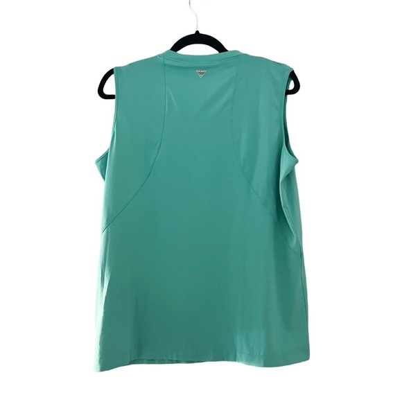 COLUMBIA V-neck Sleeveless PFG Omni Freeze Perfomance Top Green Sz L - Picture 2 of 4